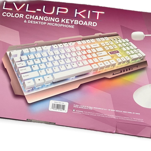 🎉HP🎉NIB PLUGZ+ LVL-UP Kit Color Changing Keyboard & Mic - Picture 7 of 8